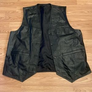 Black Leather (?) Biker vest